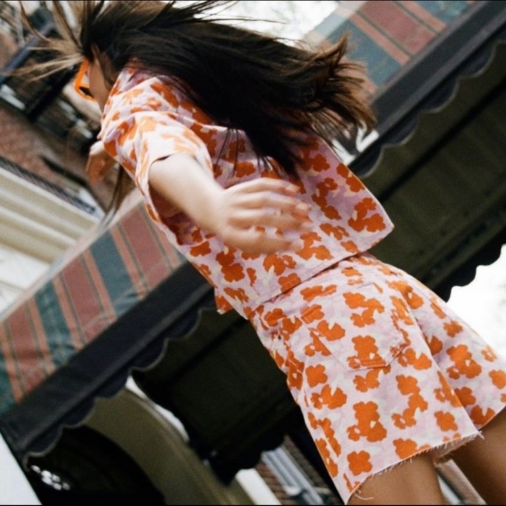 Zara Floral Denim 90s Shorts